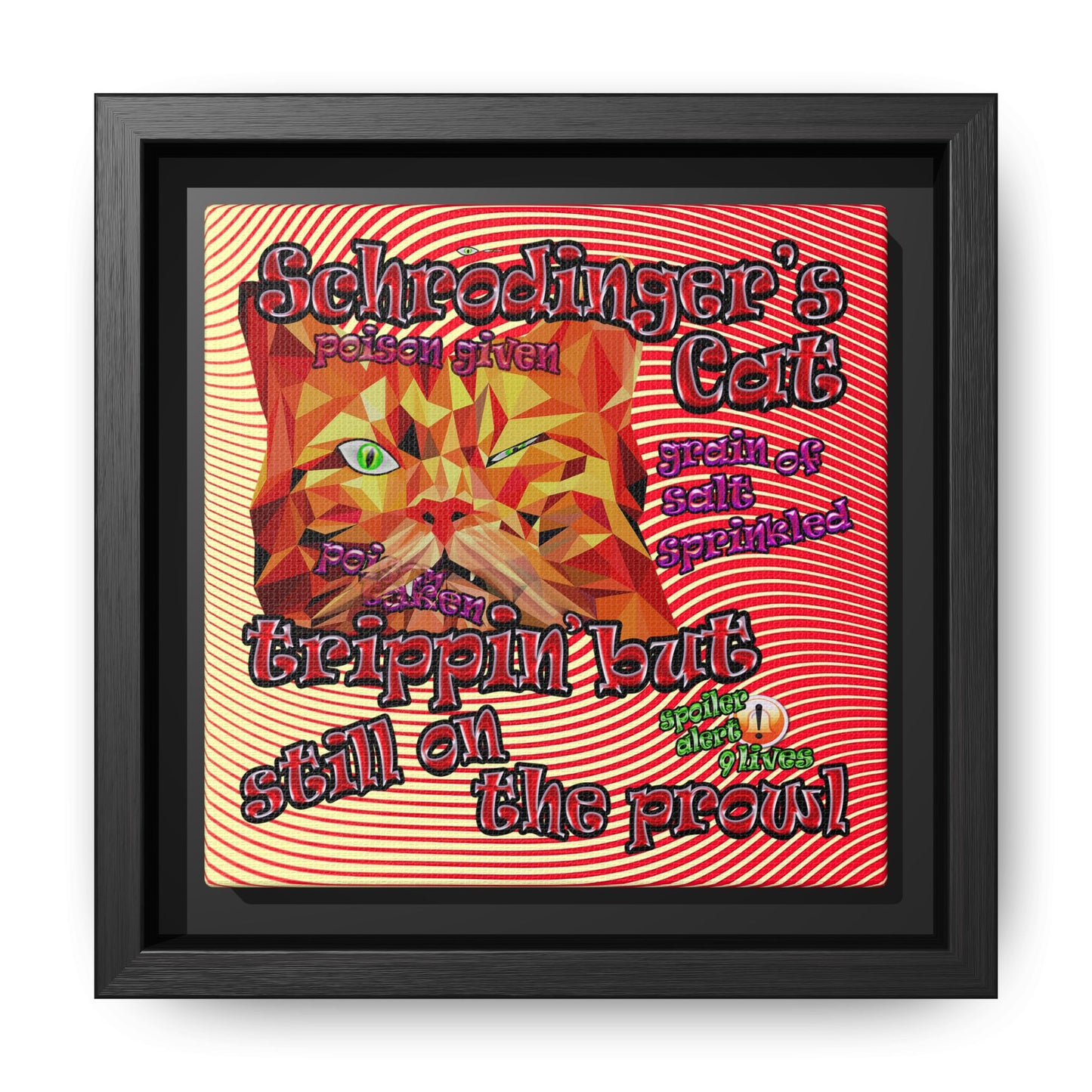 schrodinger's cat - framed canvas art (yellow-orange wave)
