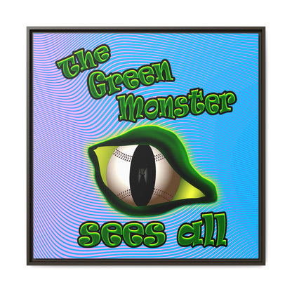 green monster - framed canvas art (light blue-purple wave)