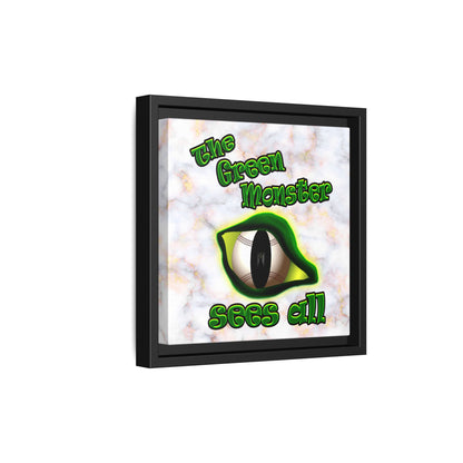 green monster - framed canvas art (white marble)