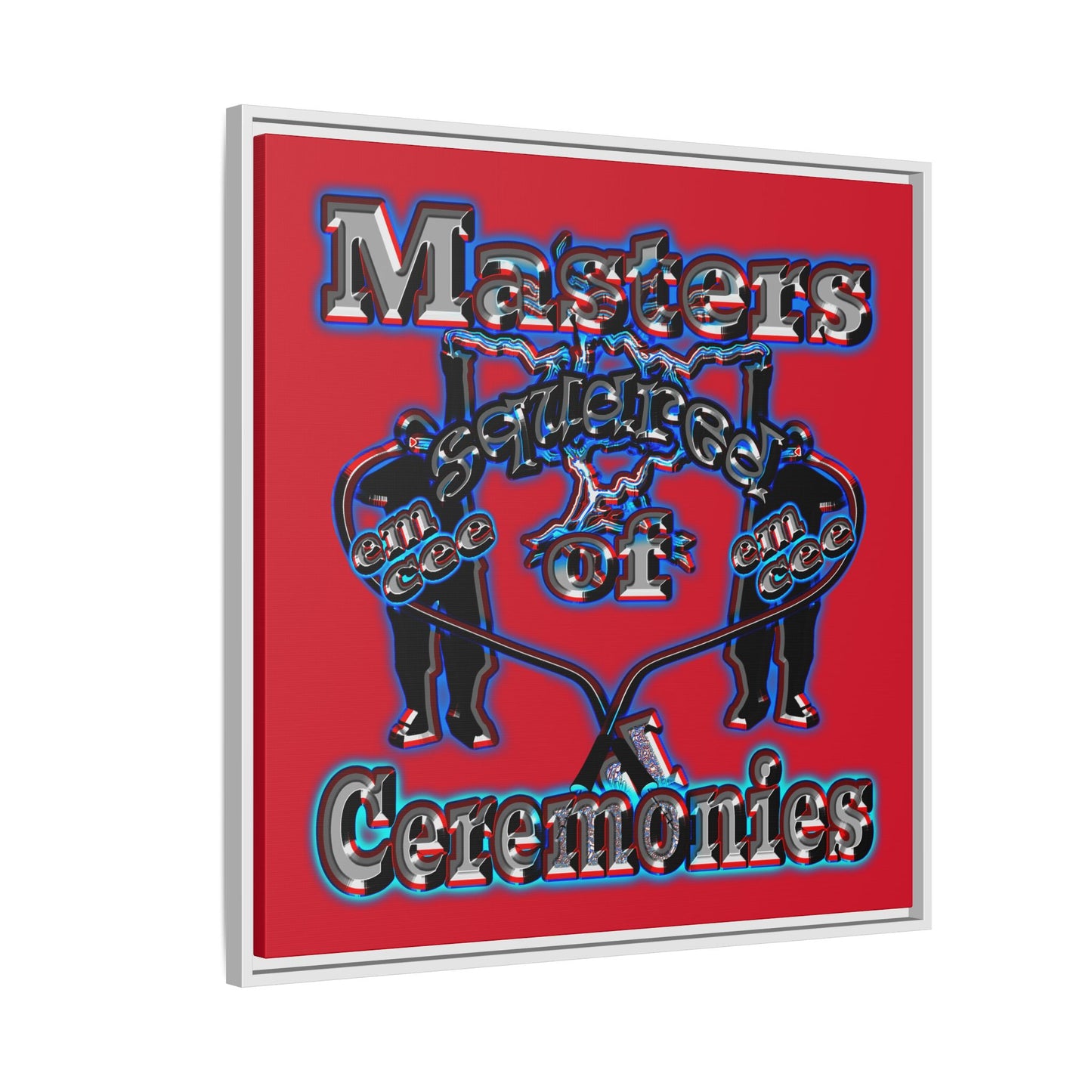 em cee squared - framed canvas art (dark red)