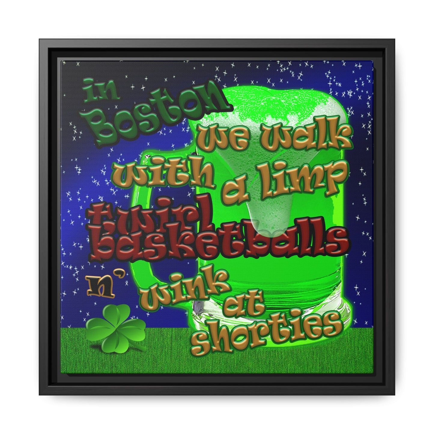 celtics logo - framed canvas art ('snoops' background)