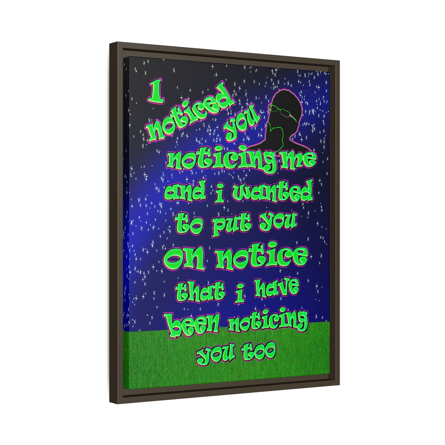 noticed you noticing - framed canvas art ('snoops' background)