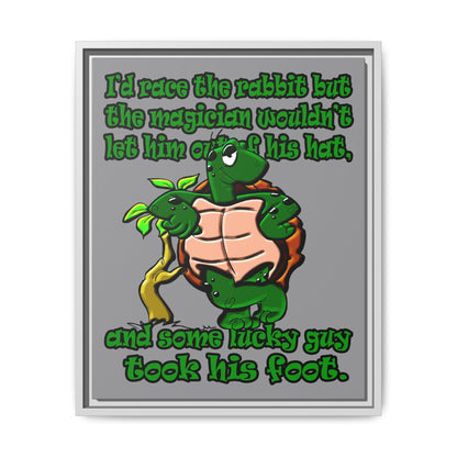 turtle race - framed canvas art (grey)