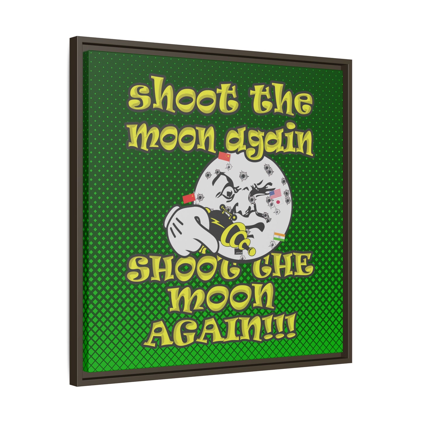 shoot the moon again - framed canvas art (logo green)