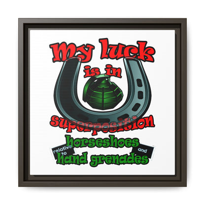 my luck - framed canvas art (white)