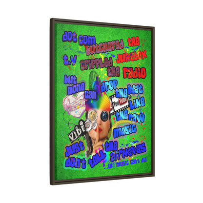 drop the beat - framed canvas art (green turf)