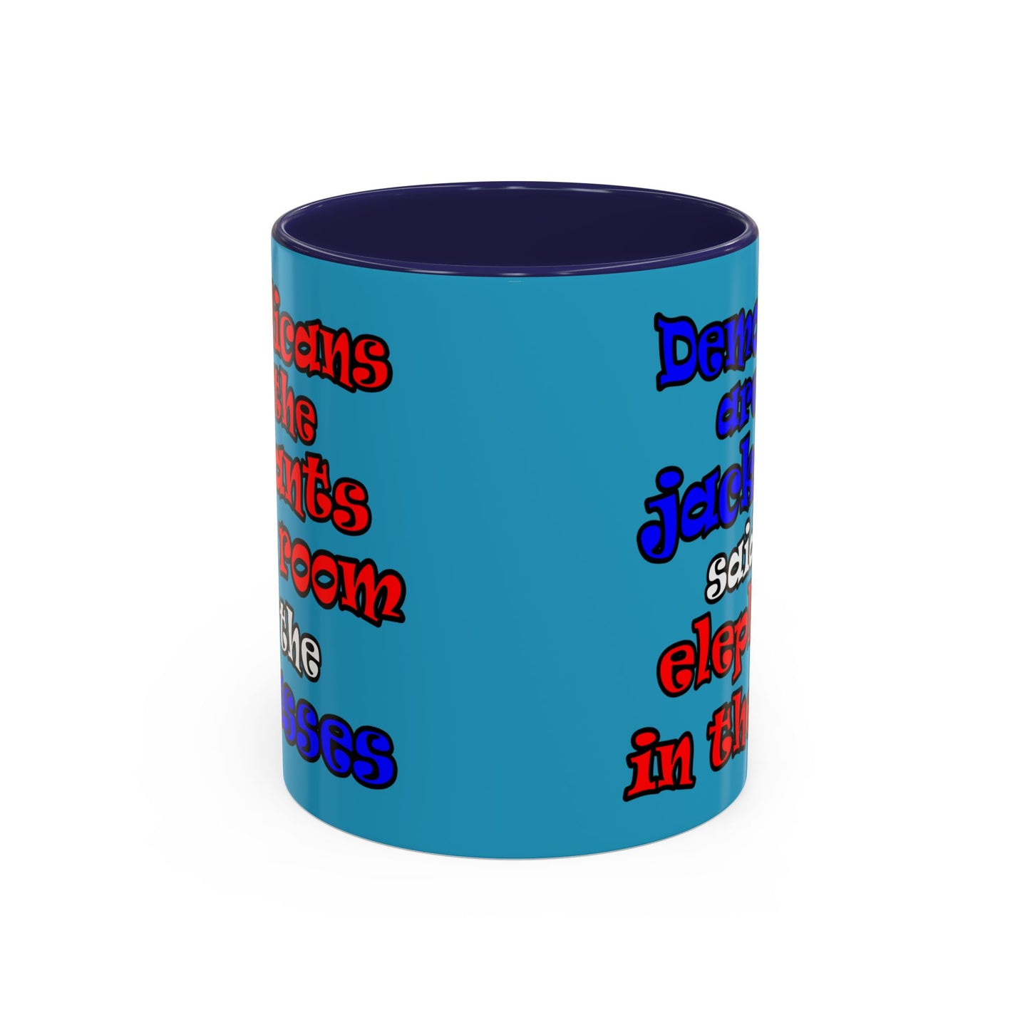 donkeys and elephants - Accent Mug (turquoise)