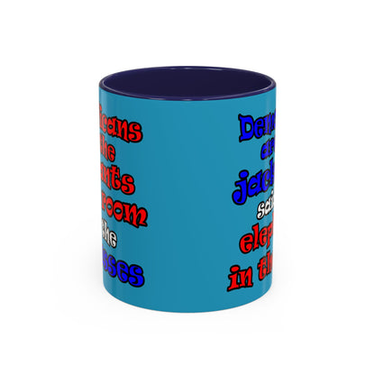 donkeys and elephants - Accent Mug (turquoise)
