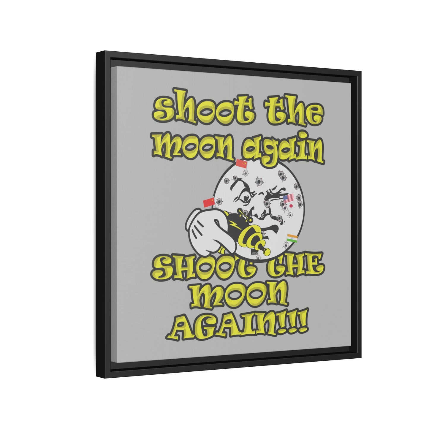 shoot the moon again - framed canvas art (light grey)