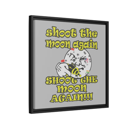 shoot the moon again - framed canvas art (light grey)