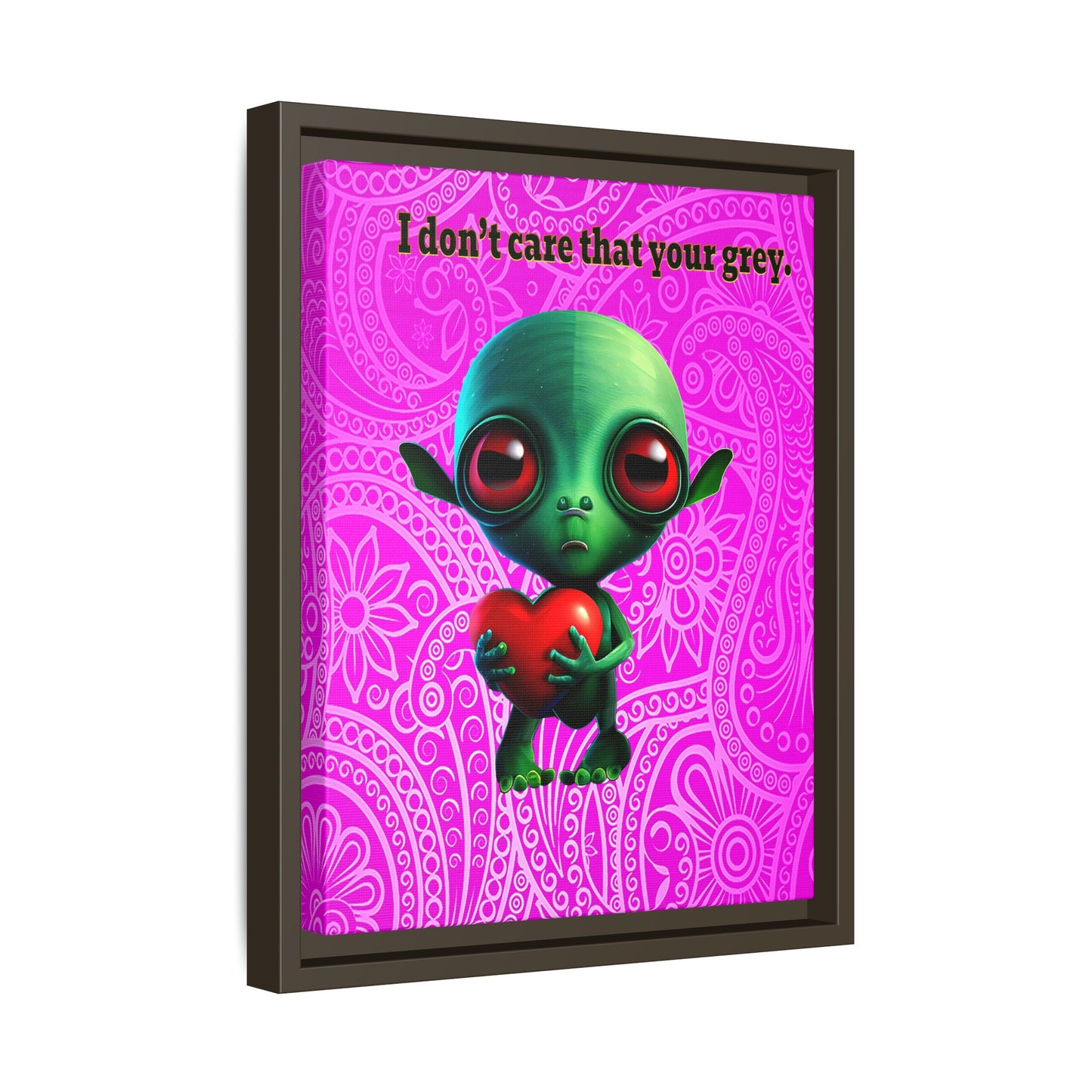 I don't care that your grey - framed canvas art (pink swirl)