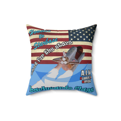 shoot for the stars - Spun Polyester Square Pillow - (light blue)
