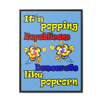 popping like popcorn - framed canvas art (light blue)