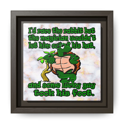 turtle race - framed canvas art (white marble)