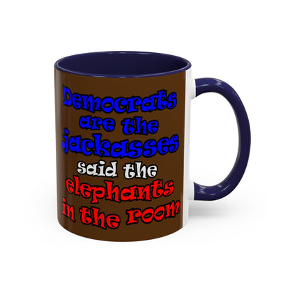donkeys and elephants - Accent Mug (brown)