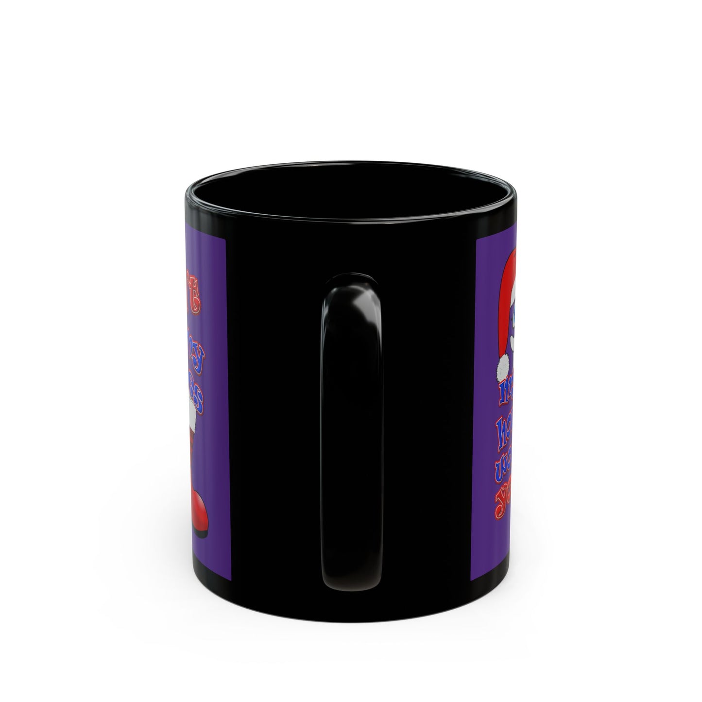 santa's shoes - Black Mug (purple)