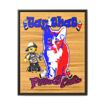 tag that - framed canvas art (butterscotch wood finish)