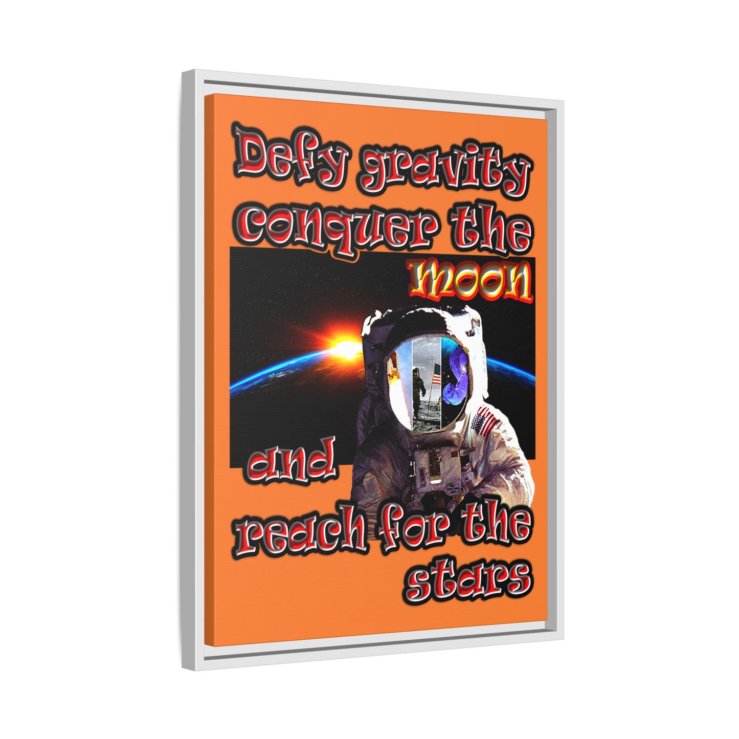 defy conquer reach - framed canvas art (crusta)