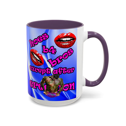 hoes b4 bros - Accent Mug (blue-white wave)