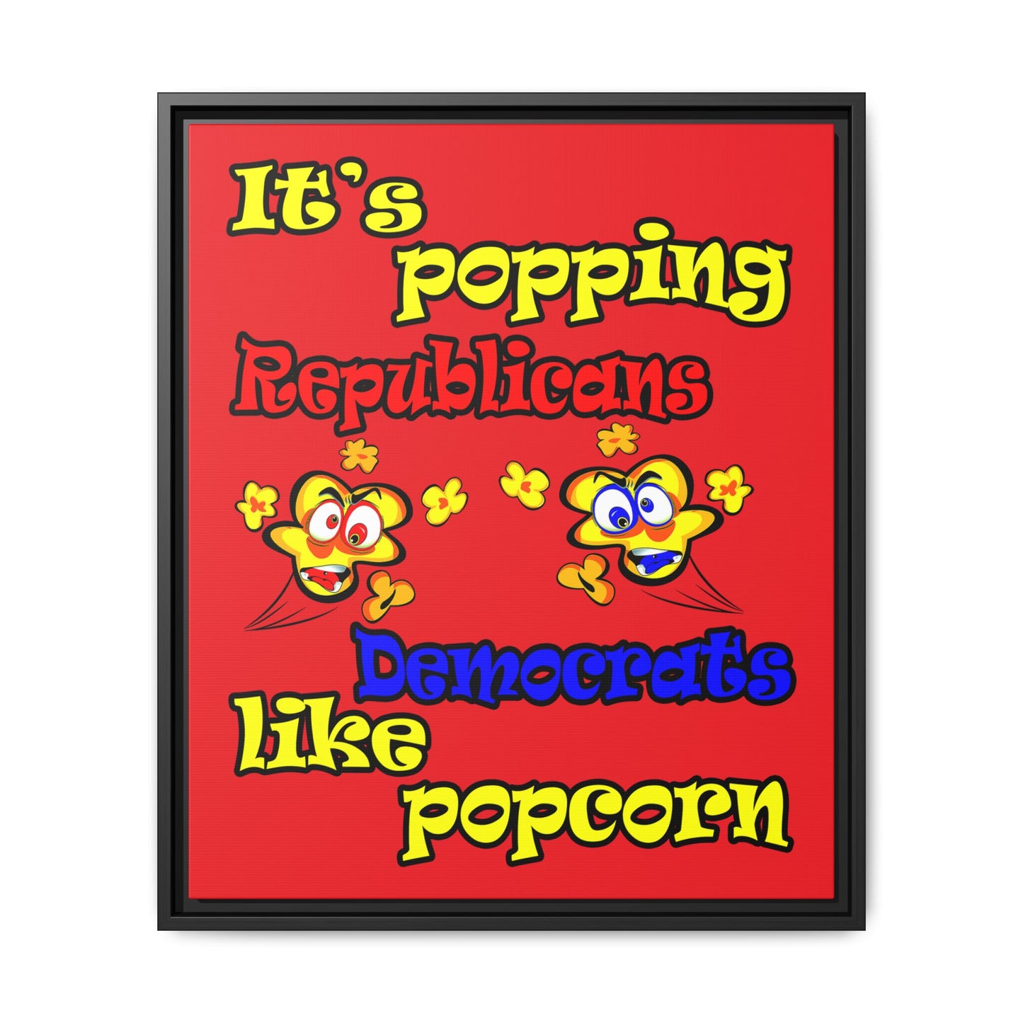 popping like popcorn - framed canvas art (red)