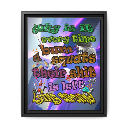 the bum's shit - framed canvas art (grey-pink wave)