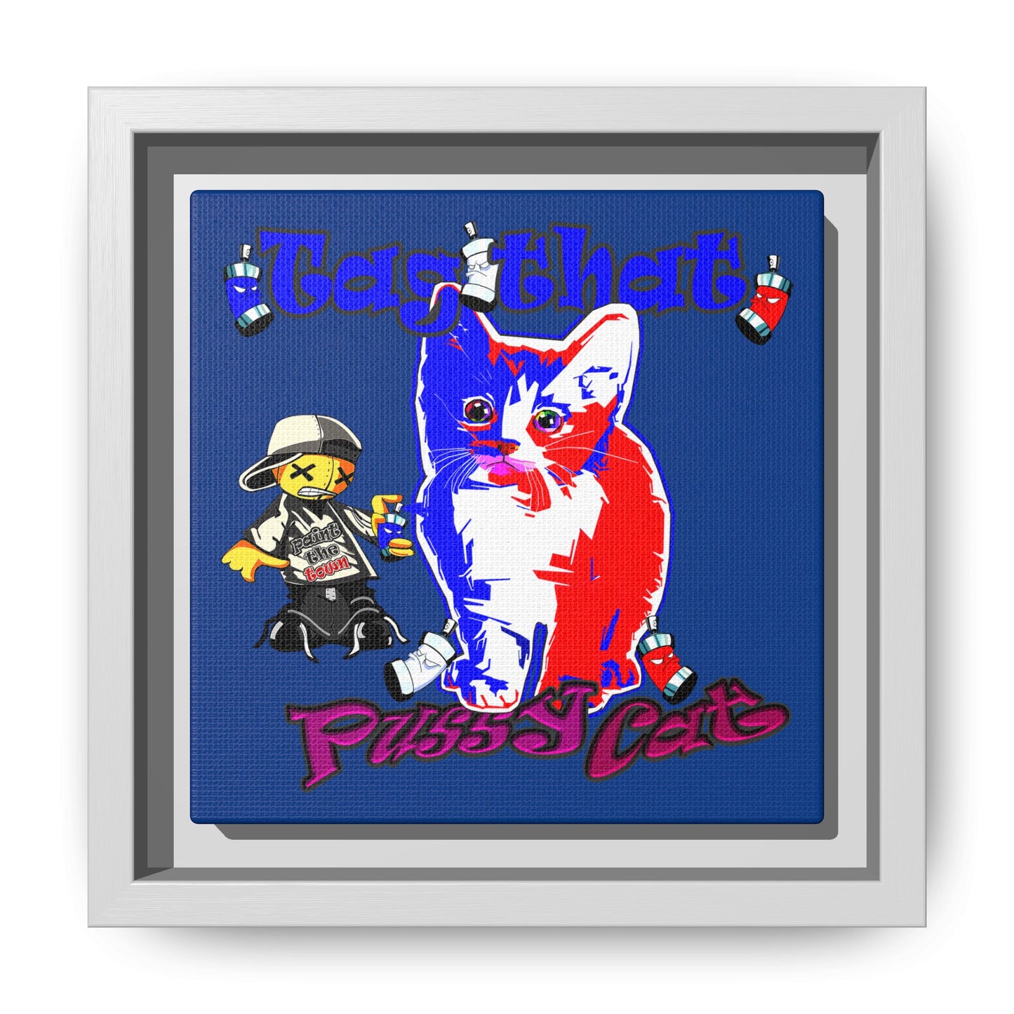 tag that - framed canvas art (dark blue)
