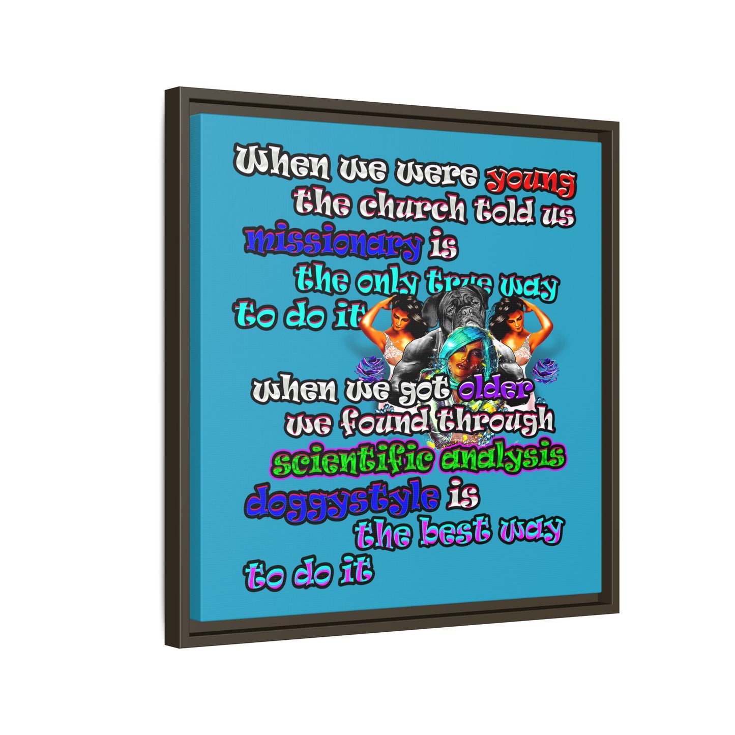 doggystyle - framed canvas art (turquoise)