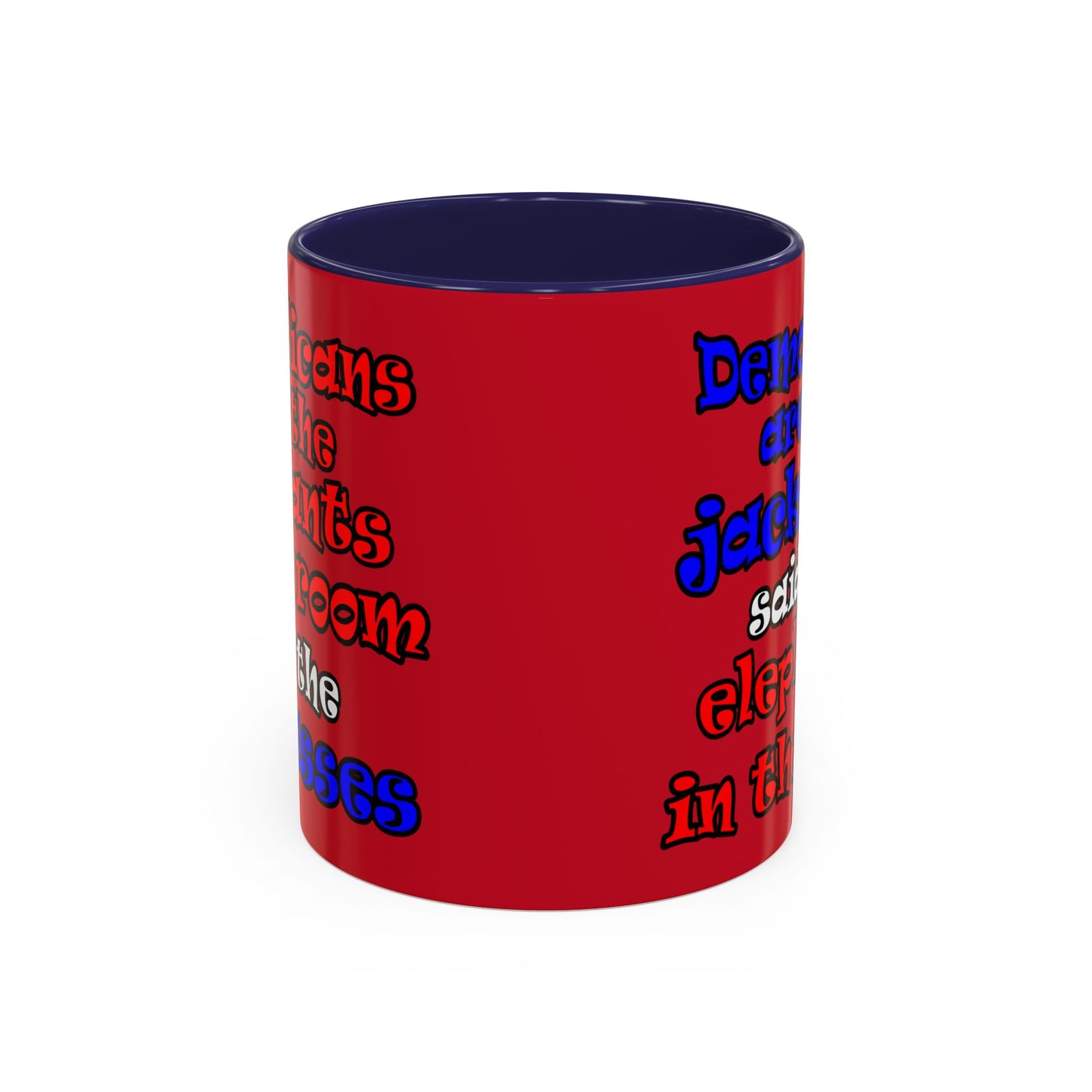 donkeys and elephants - Accent Mug (dark red)