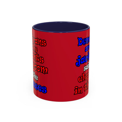donkeys and elephants - Accent Mug (dark red)