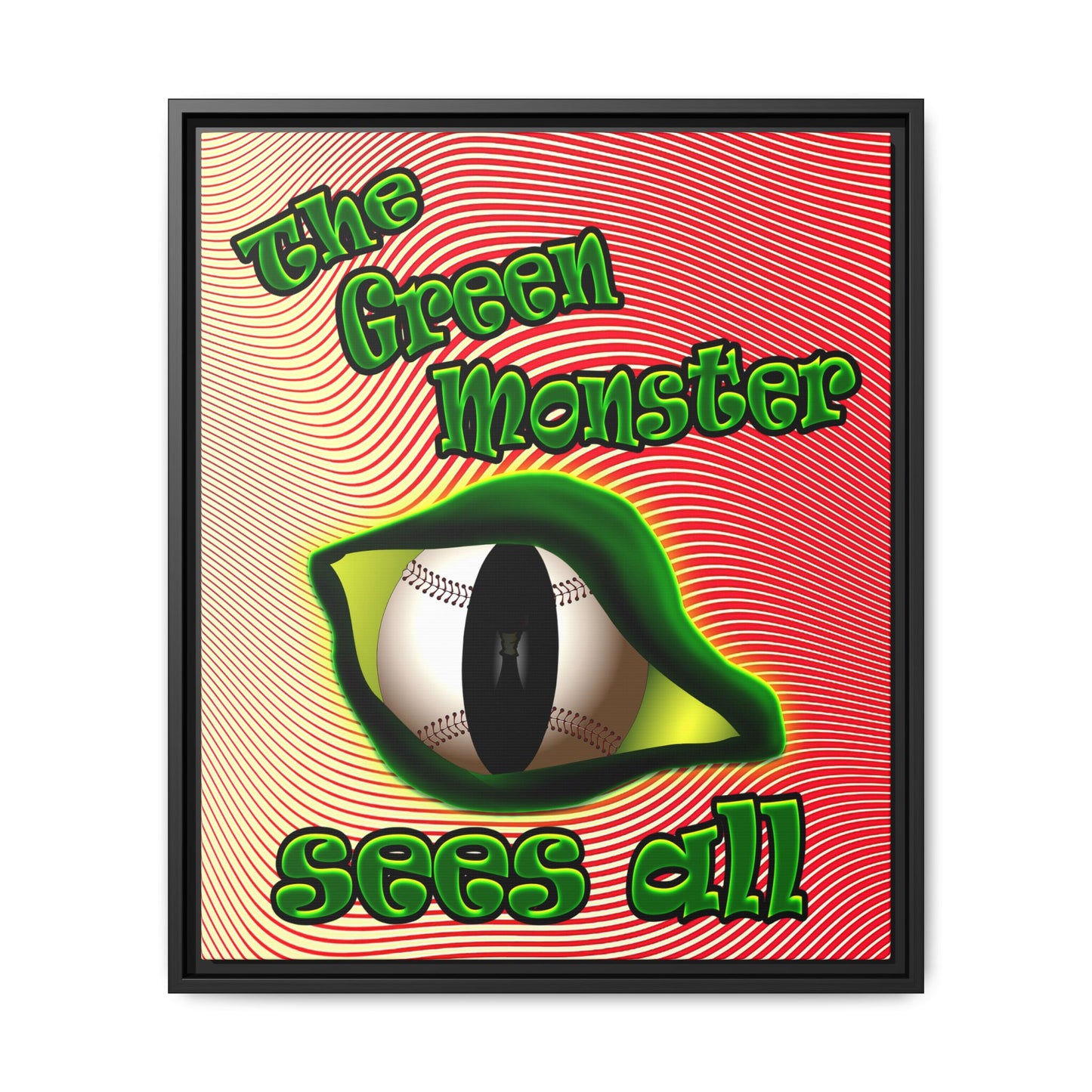 green monster - framed canvas art (yellow-orange wave)