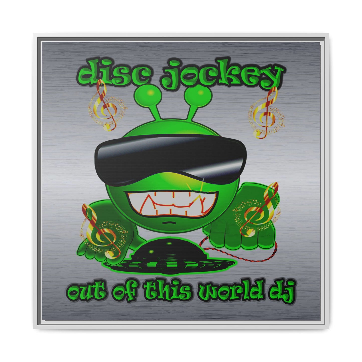 disc jockey - framed canvas art (brushed nickel)