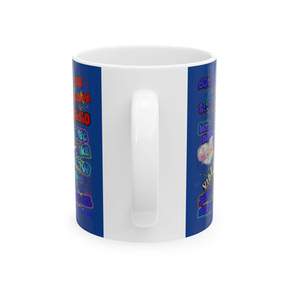drop the beat - White Mug (dark blue)