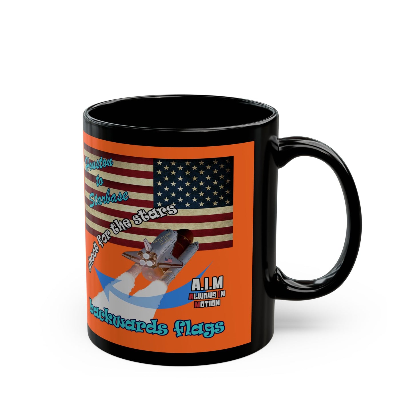 shoot for the stars - Black Mug (orange)