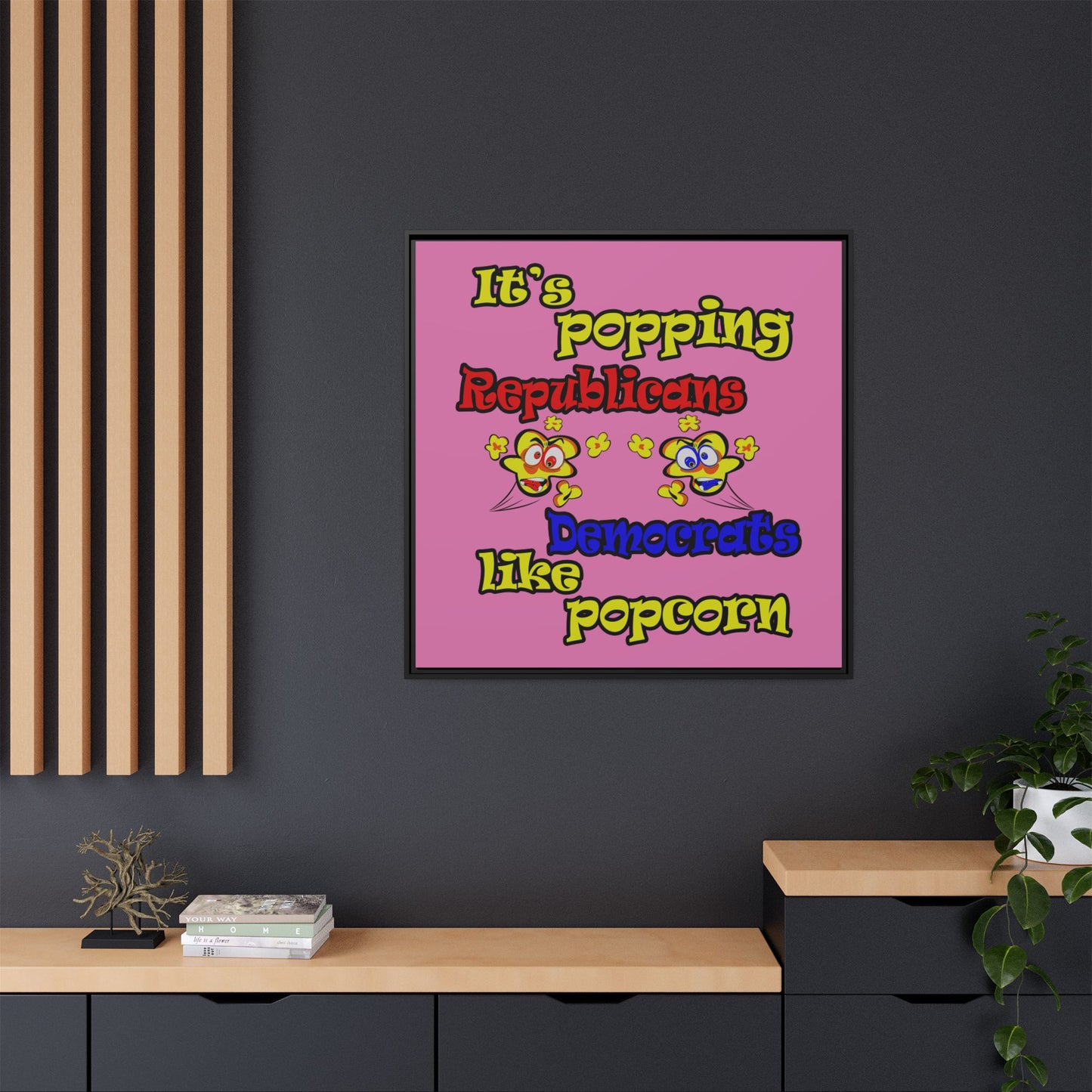 popping like popcorn - framed canvas art (light pink)