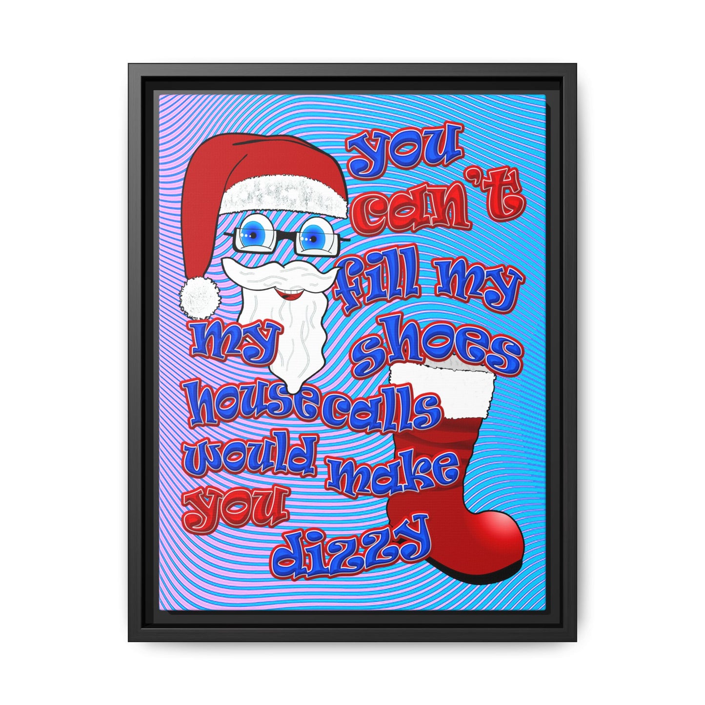 santa's shoes - framed canvas art (light blue-purple wave)