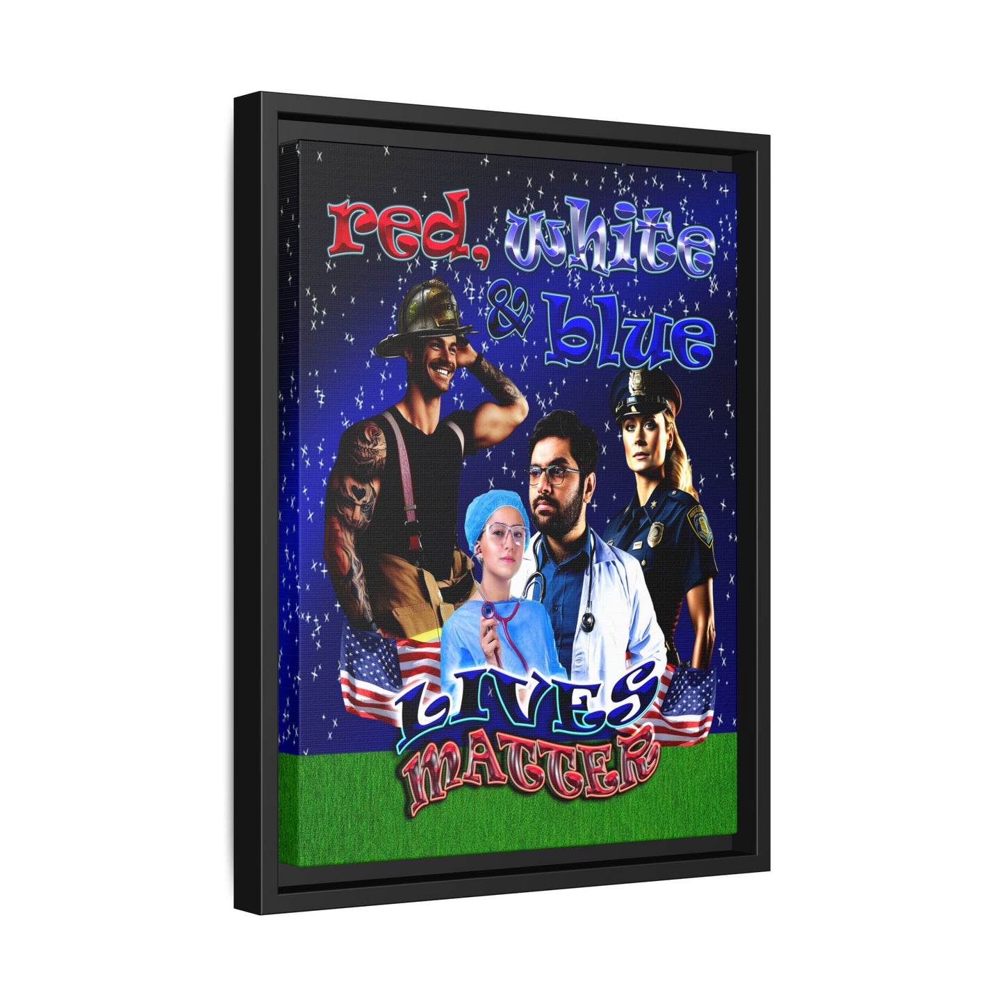 rw&b lives matter - framed canvas art ('snoops' background)