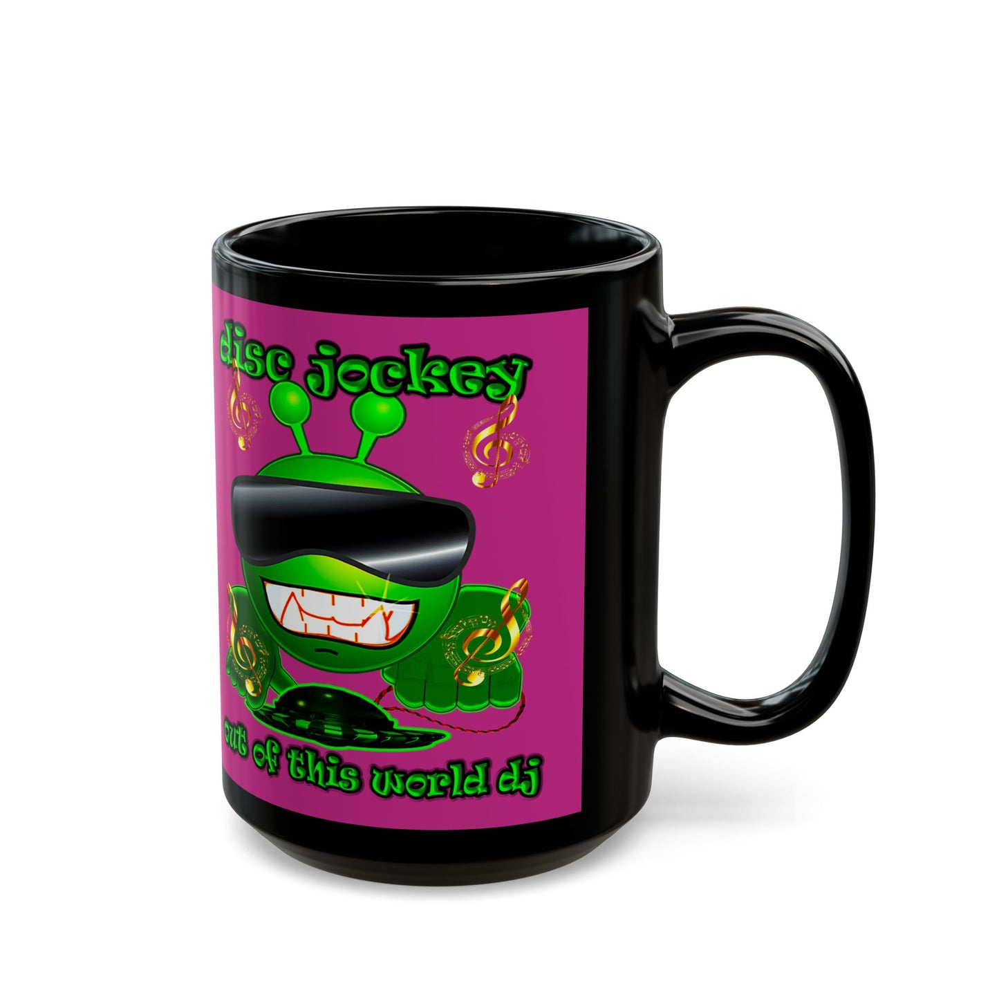 disc jockey - Black Mug (pink)