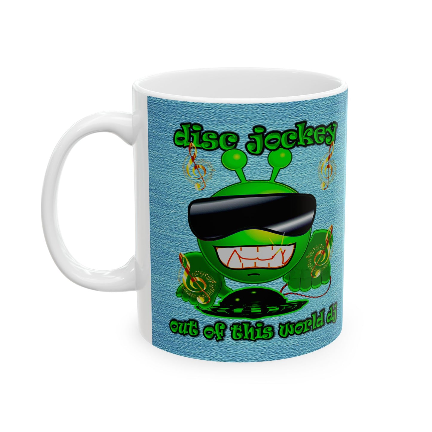 disc jockey - White Mug (faded dark blue)