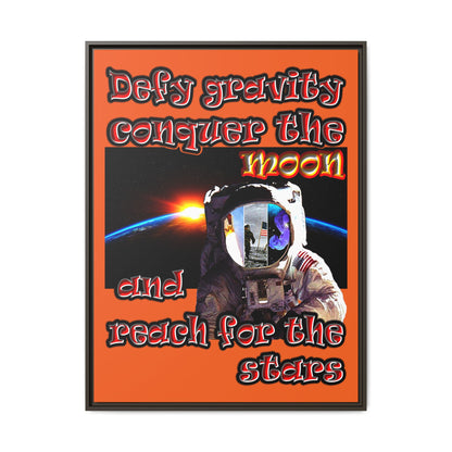 defy conquer reach - framed canvas art (orange)