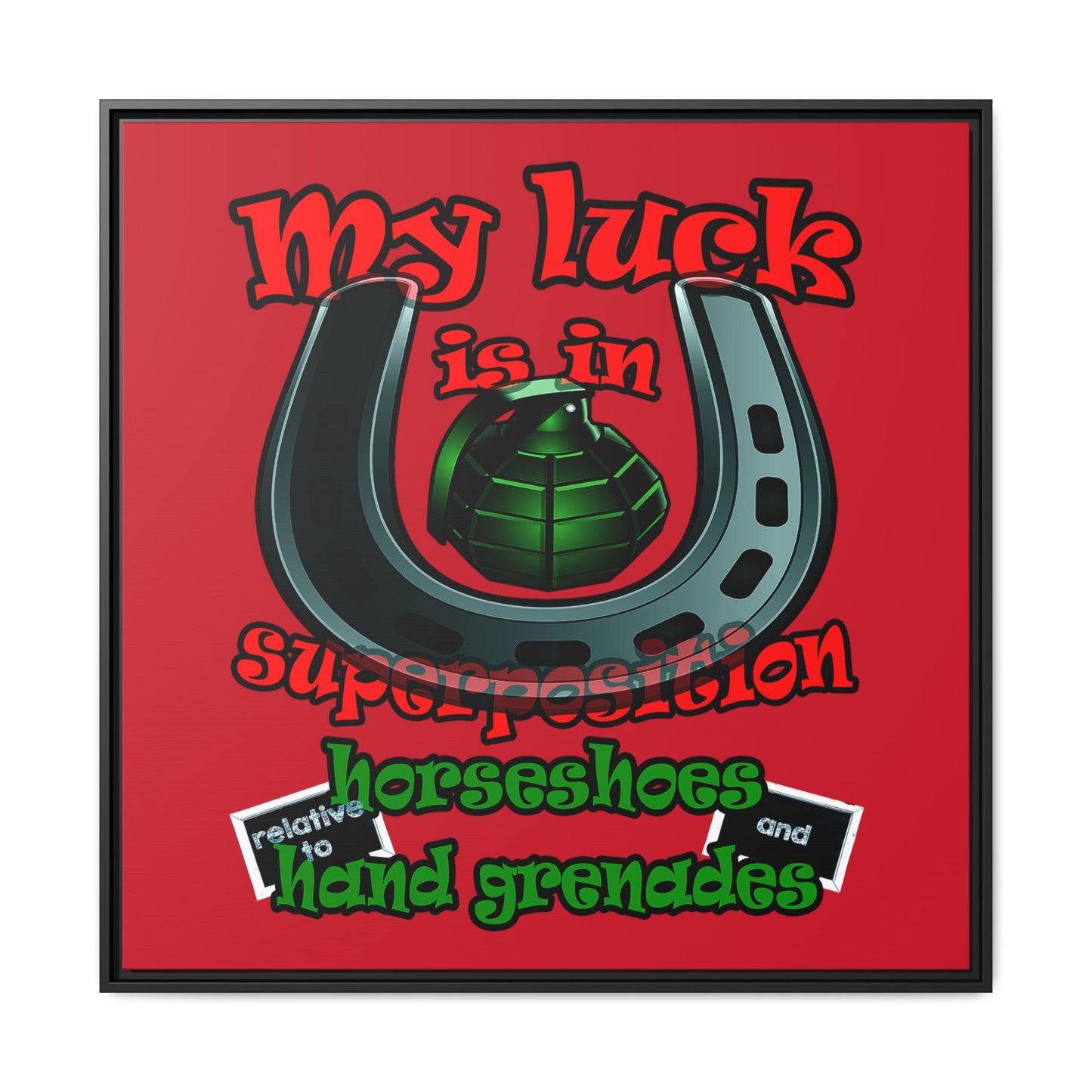 my luck - framed canvas art (dark red)