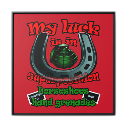 my luck - framed canvas art (dark red)