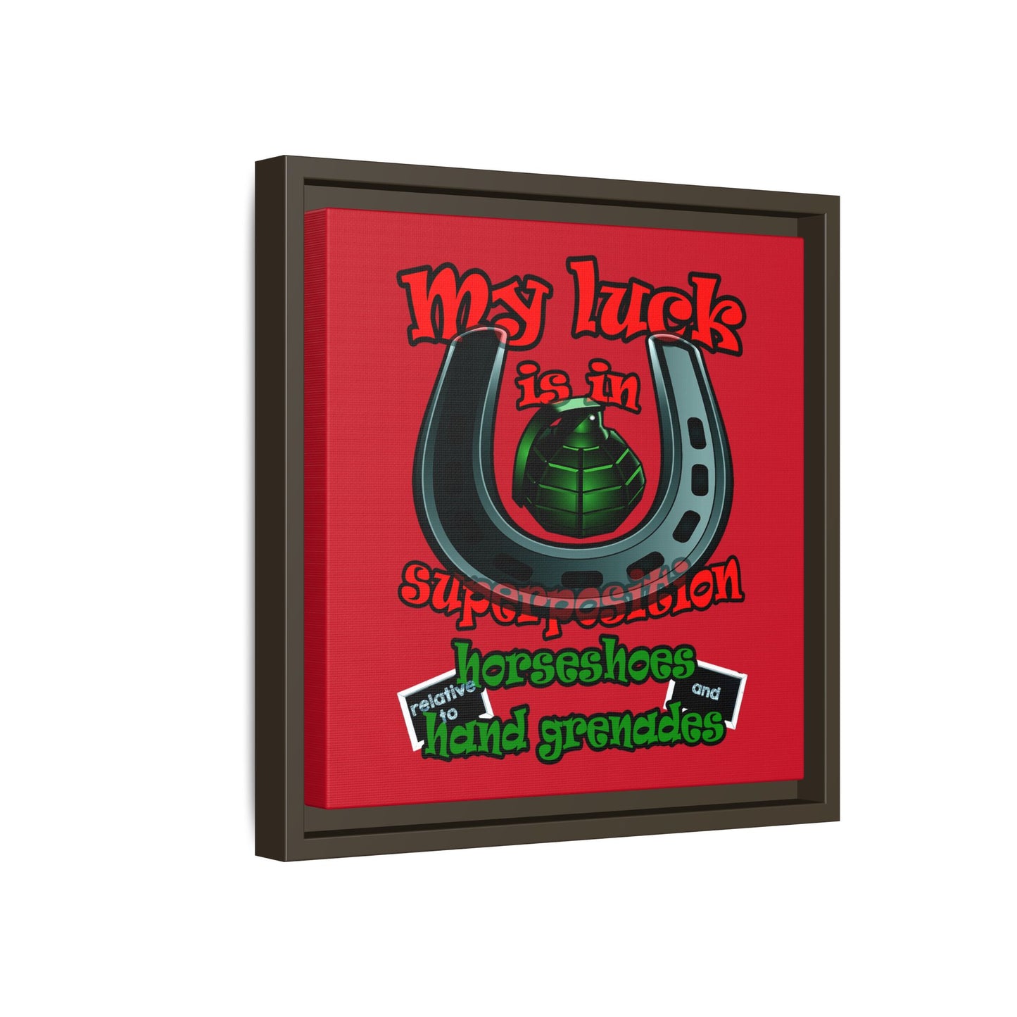 my luck - framed canvas art (dark red)