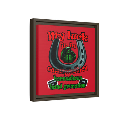 my luck - framed canvas art (dark red)
