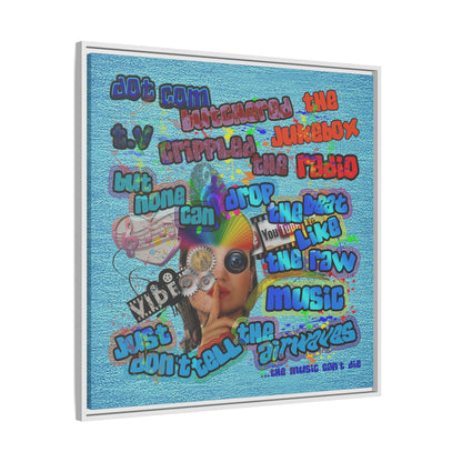 drop the beat - framed canvas art (faded blue)