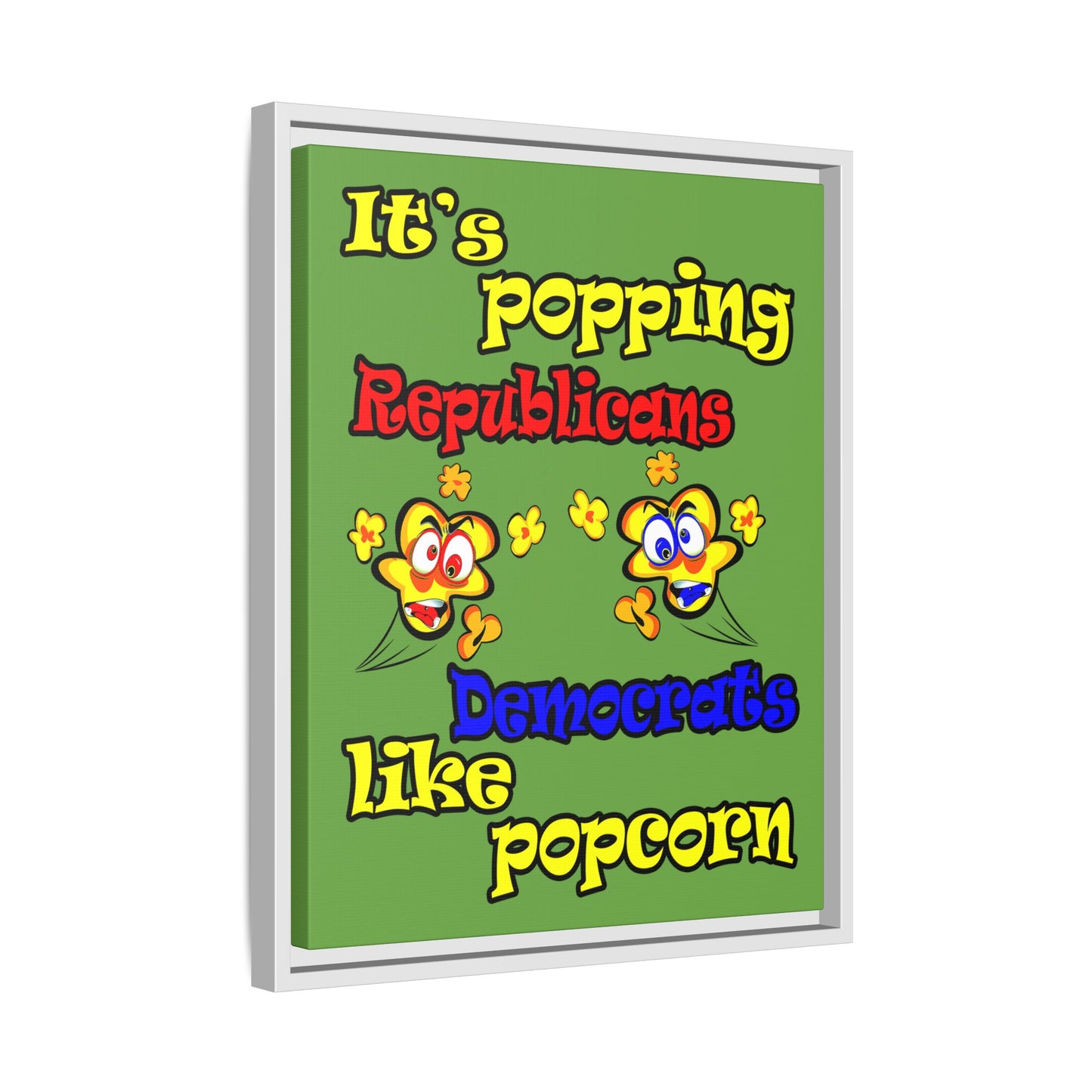 popping like popcorn - framed canvas art (green)