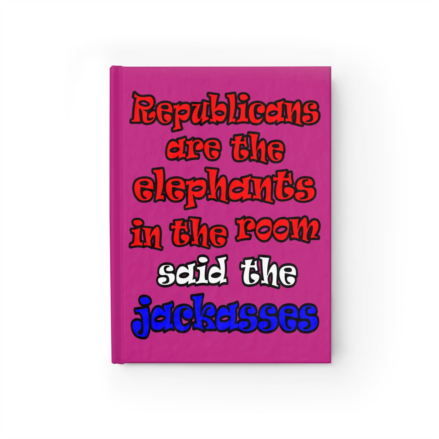 donkeys and elephants - journal-lined (pink)