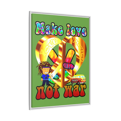 love peace - framed canvas art (green)