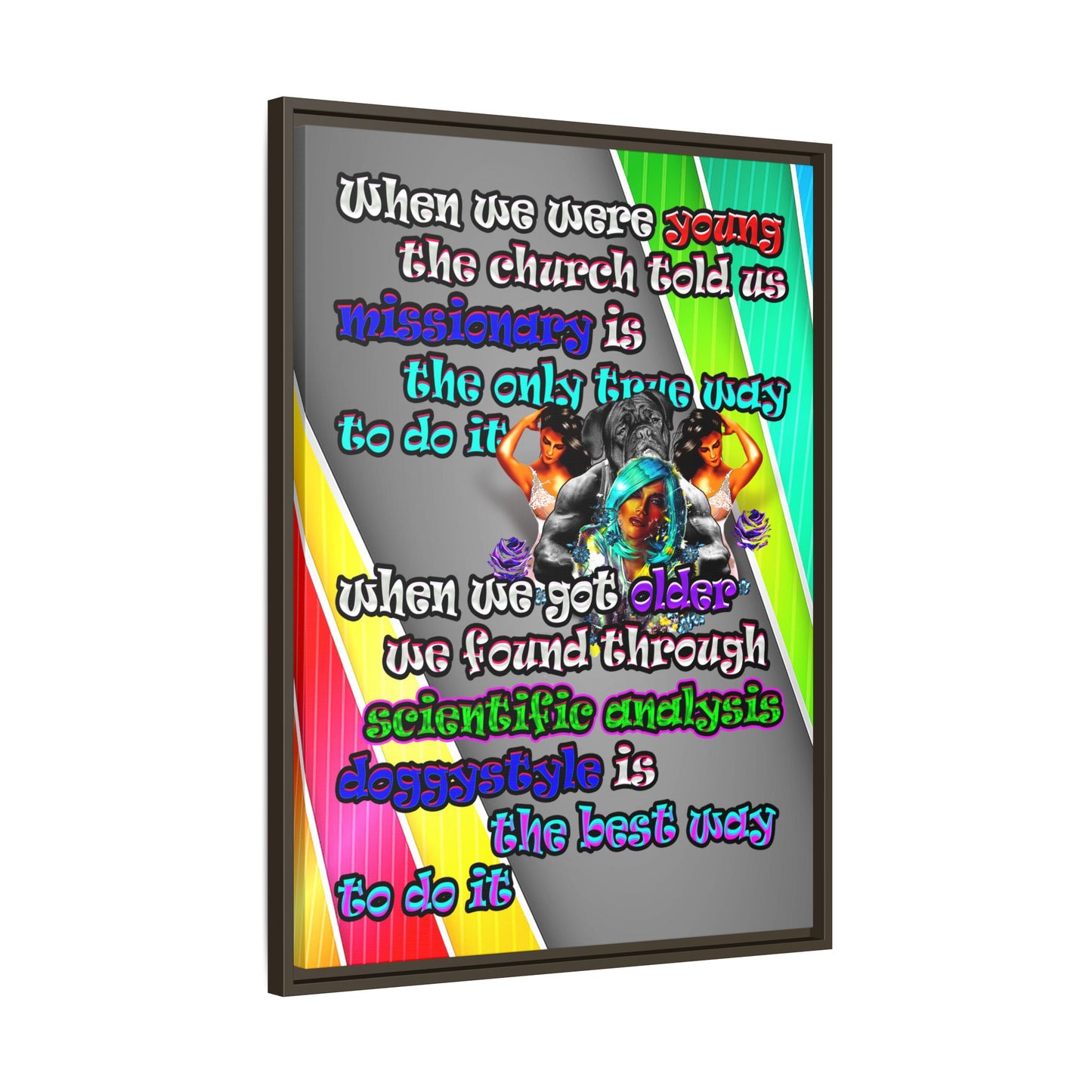 doggystyle - framed canvas art (rainbow split)