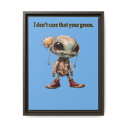 I don't care that your green - framed canvas art (light blue)