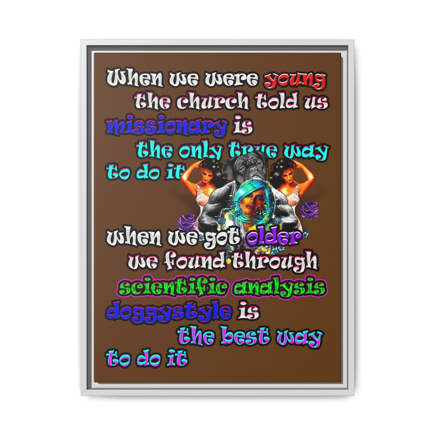doggystyle - framed canvas art (brown)